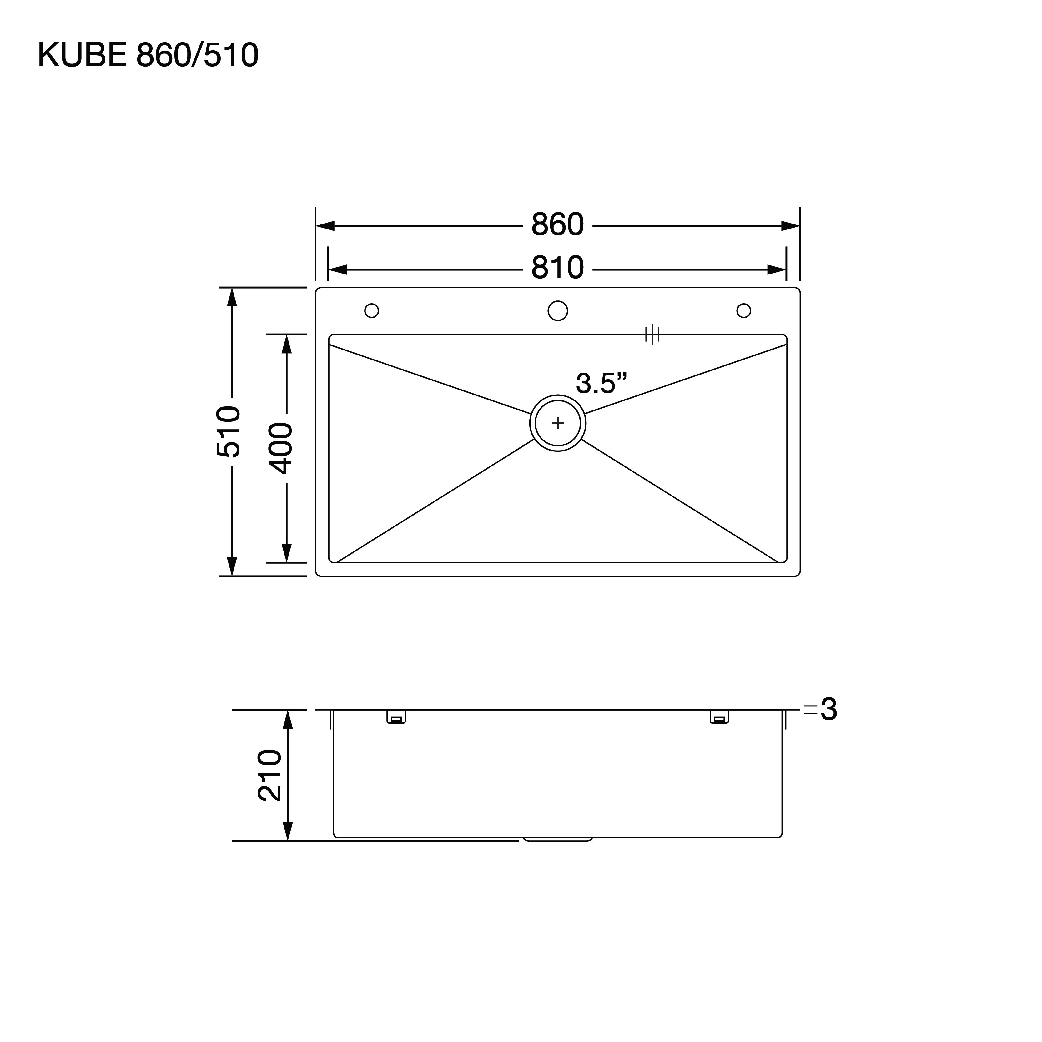 ซิงค์ล้างจาน 1 หลุม EVE KUBE 860/510 ขนาด 86 ซม. สีเงินสแตนเลสขัดลายซาติน พร้อมอุปกรณ์เสริม_6